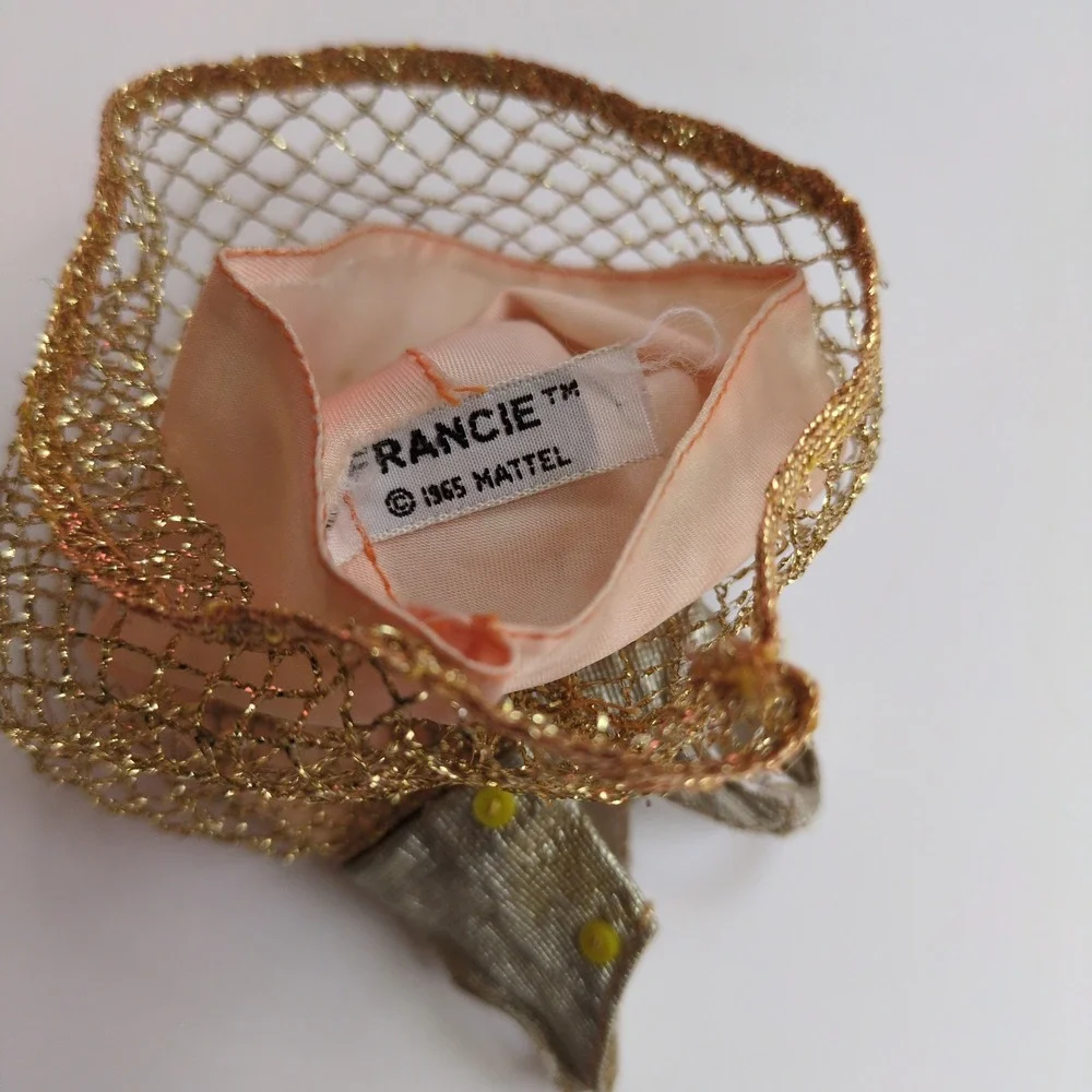 Vtg 60s Barbie Francie #1222 Gold Rush Clothing Outfit‎ - Dress Gold Pink Mesh